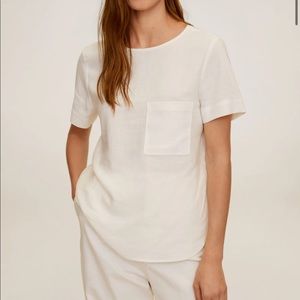 NWOT white linen top shirt pocket